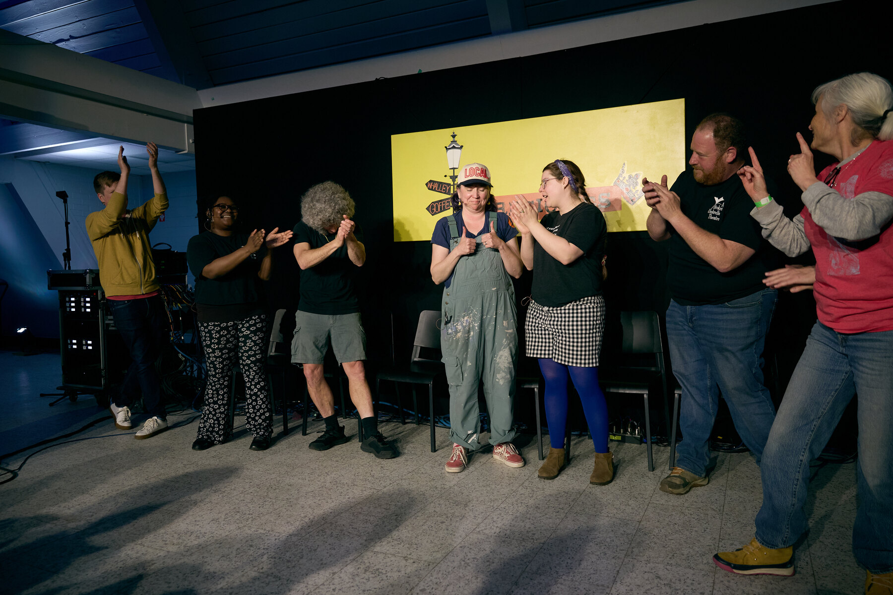 The Regicides ensemble acknowledging the Art Walk audience