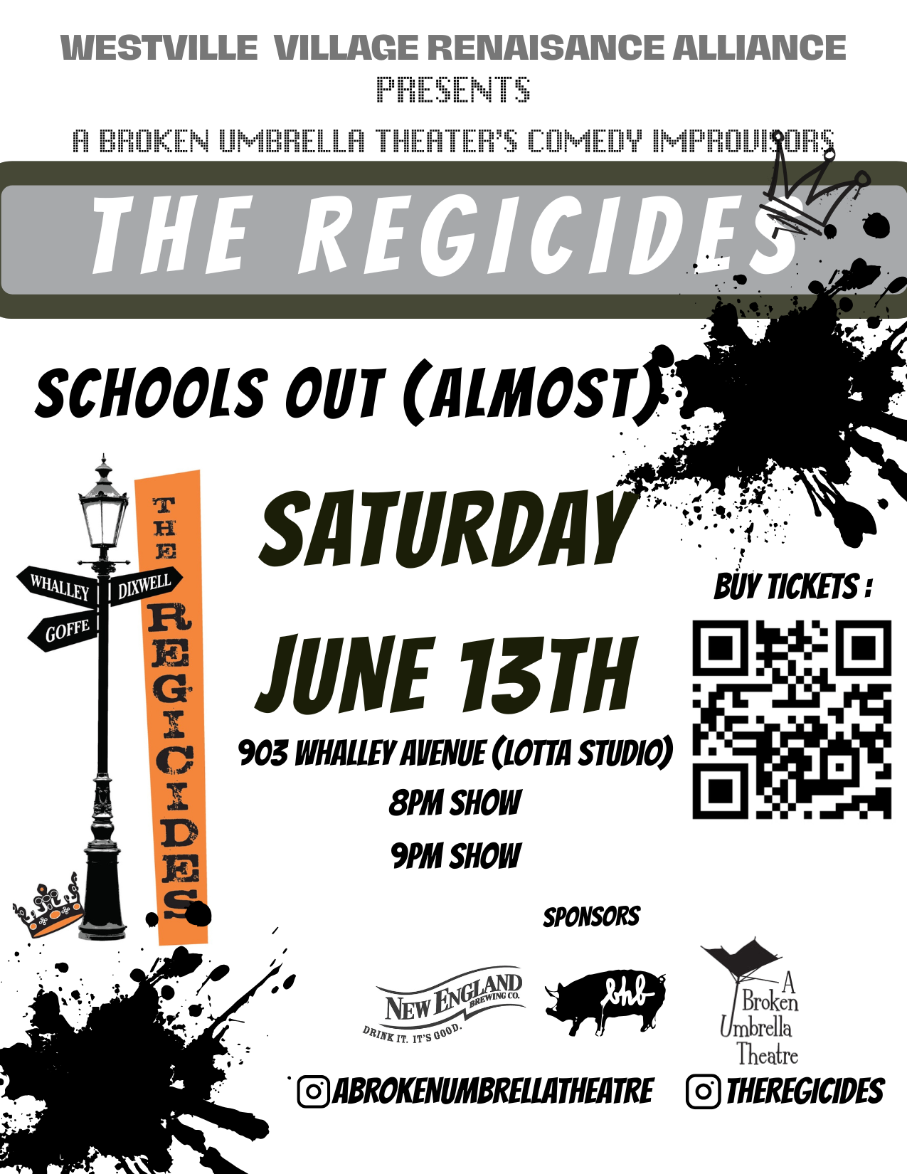 The Regicides School's Out (Almost) flyer for Saturday, June 13, 2026 at 8 PM at Lotta Studio